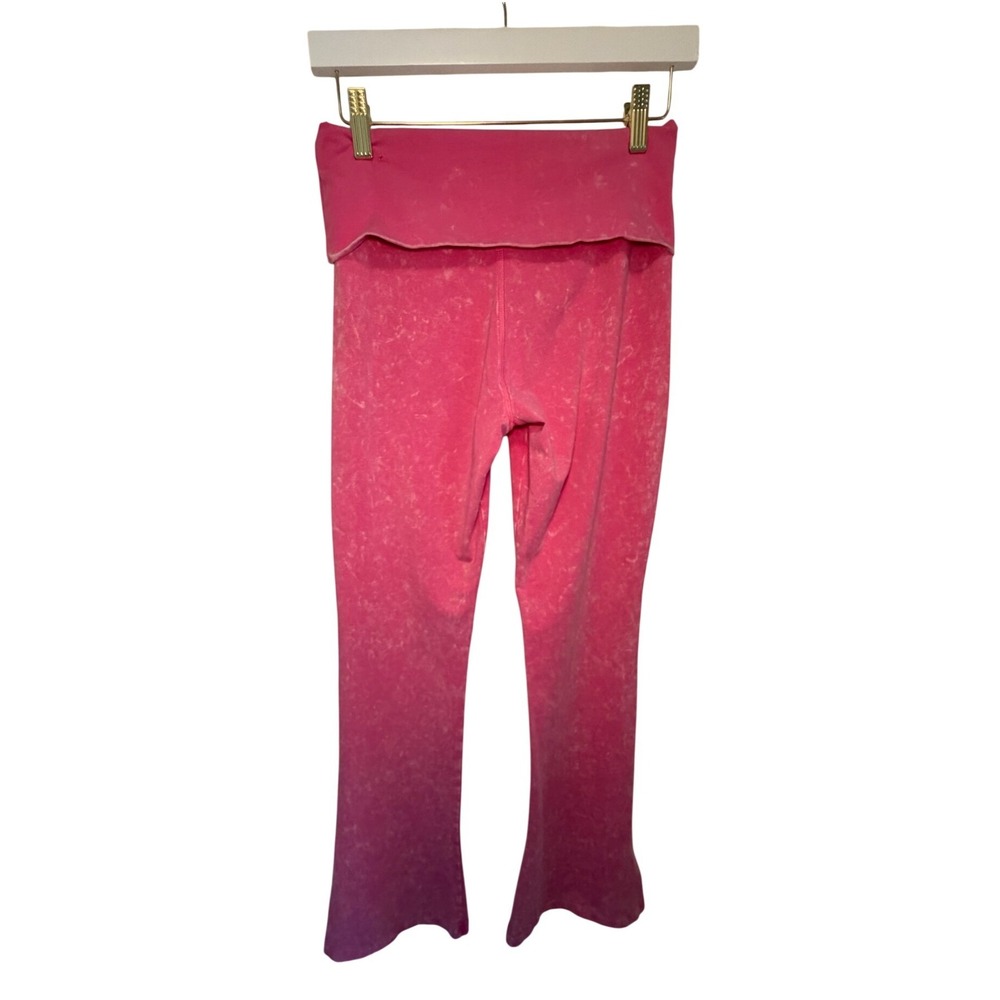Y2K Victoria's Secret PINK Foldover Flare Leggings Hot Pink 2000s Iconic Size M